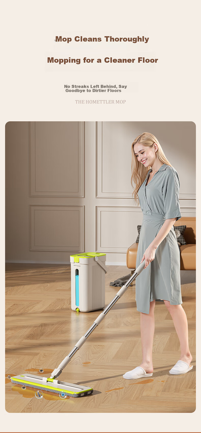 HoMettler Clean And Dirty Separation Mop for Home Use, No Hand Washing Required, 2026 Scraper Bucket, Brush And Le Flat Lazy Person Mop Tool 6
