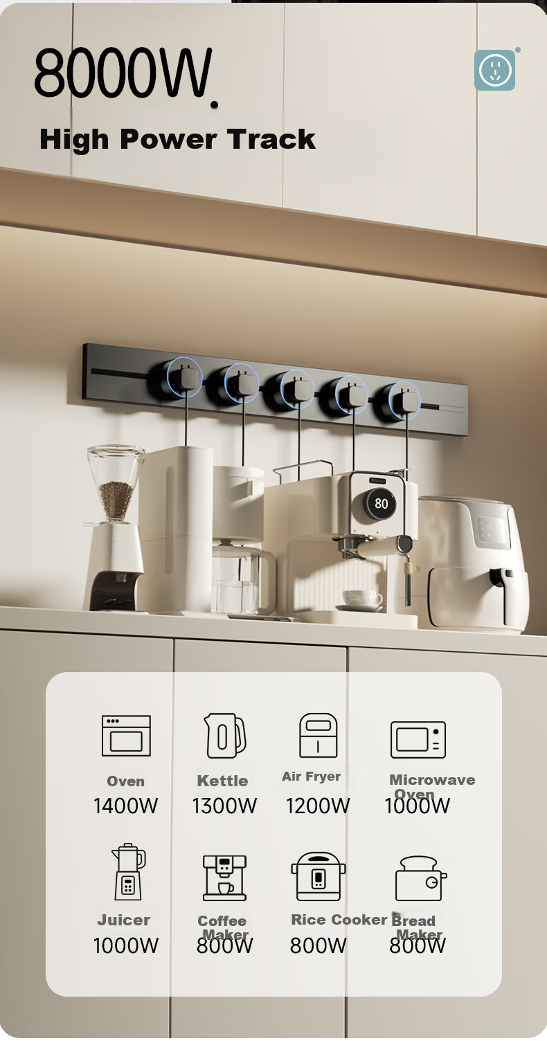 Aodoran Track Socket Surface Mounted Track No Drilling Movable Wall Track Socket 500mm+4 Five-Hole G4 Series Gray 4