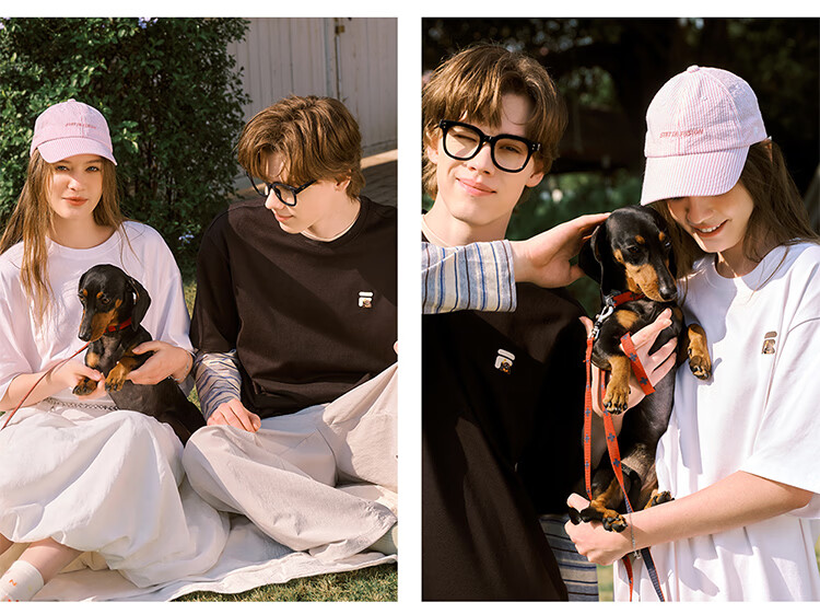 FILA FUSION Trendy Couple Short Sleeve T-Shirt 26 Summer Cute Pet Cool Loose Half Sleeve Top 7