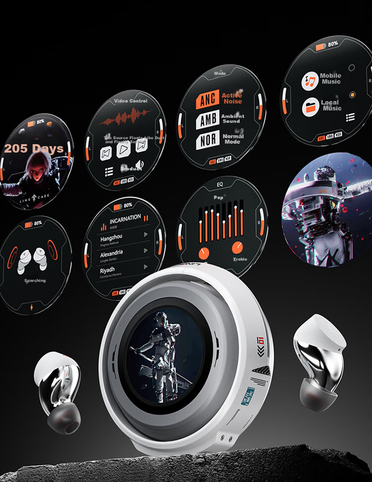 SONGX Linglong Co-branded Touchscreen Bluetooth Earbuds ANC Active Noise Cancelling Built-in Memory MP3 Integrated High-Quality True Wireless In-Ear Adjustable Sound Effects 2025 New Model 10