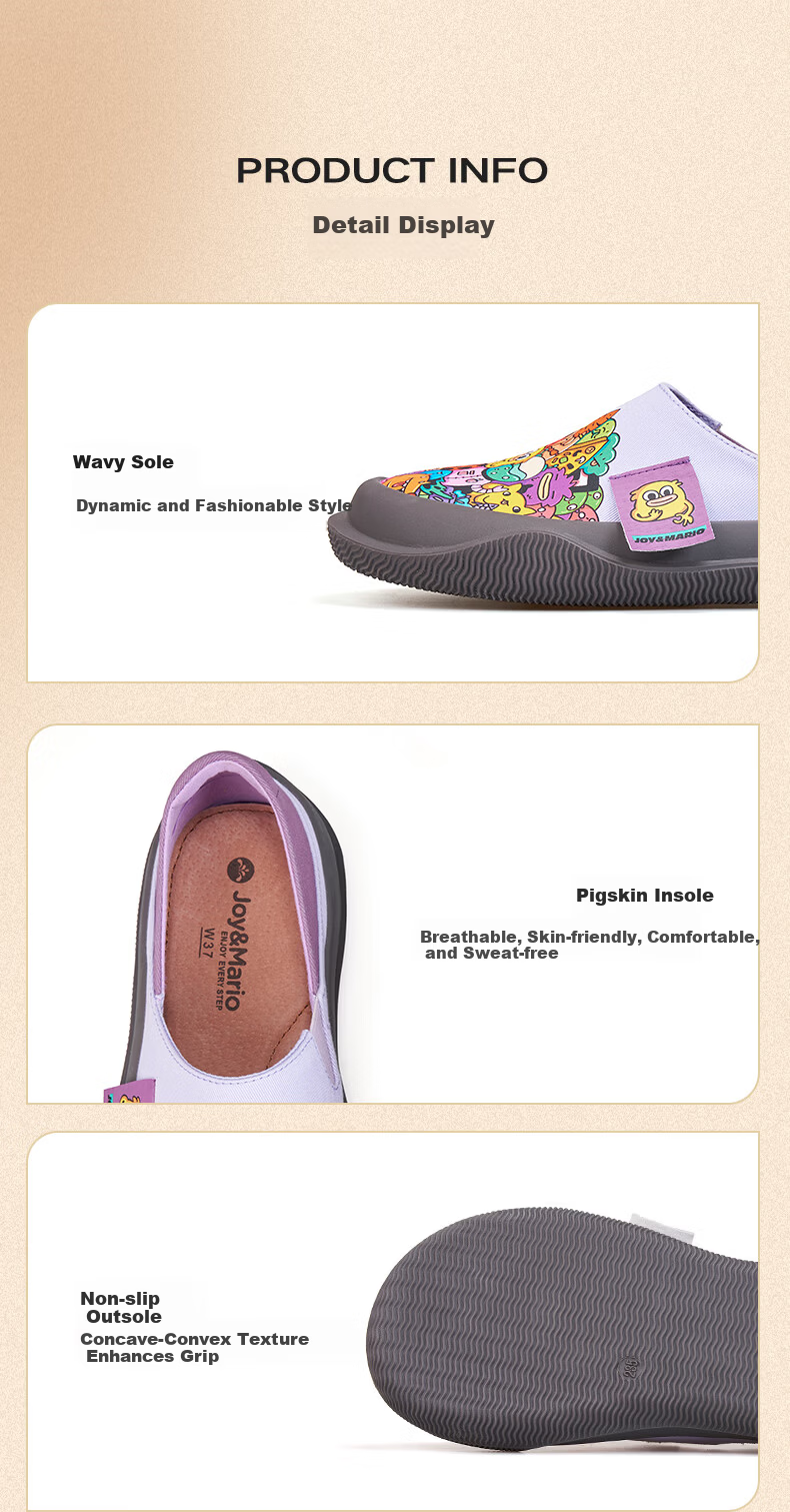 J&M Women's Loafers Flat Slip-On Graffiti Casual Commuter Canvas Shoes Purple Size 37 11