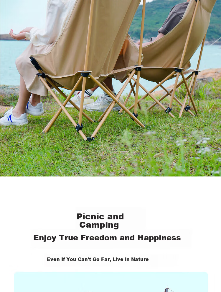Gosoo Outdoor Folding Chair High Back Moon Chair Camping Chair with Backrest Portable Nap Folding Recliner Beach Chair 14