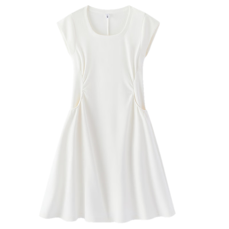 Semir Women's Summer Dress U-Neck Solid Color Pleated Short Sleeve Short Skirt 2026 Minimalist Design 109326114005