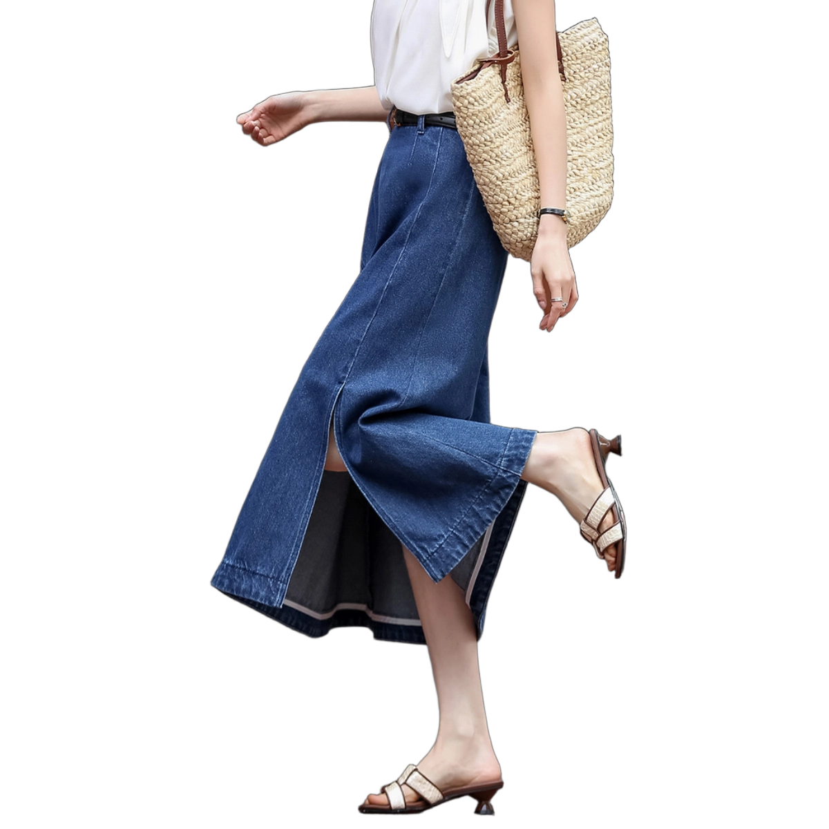Demana Breathable Cloud Cotton Spring Elegant Fish Tail Irregular Split Denim A-Line Women's Skirt
