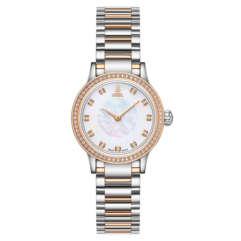 ERNEST BOREL Swiss Ladies' Watch [Mid-Autumn Festival Gift] Star Diamond Series with Gold-Plated Steel Band, Mother-Of Dial, And Diamond-Encrusted Quartz Women's Watch