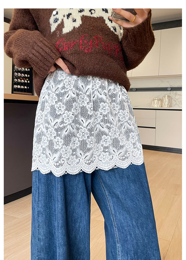 Langsha White Lace Hip Curtain Half Skirt Spring Autumn New Layered Versatile Slimming Butt Cover Short Base Skirt for Women 4