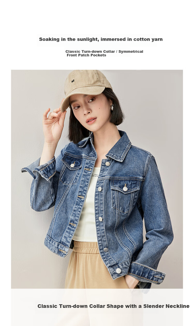 Sentubila Spring Summer Casual Vintage Style Pure Cotton Denim Jacket for Women Petite Commuter Top Shandai Blue S 3