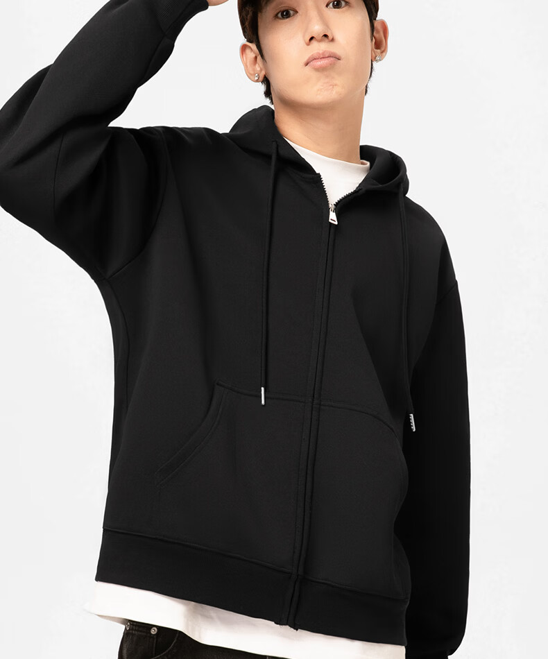 GENIOLAMODE Semir Group Men's Fleece Hoodie Zip-up Winter Lamb Wool Thickened Jacket Gray Green 2XL 17