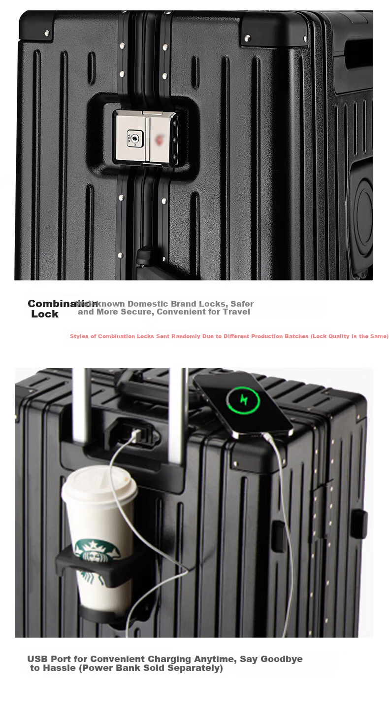Semir Luggage Suitcase Business Trolley Travel Case Universal Password Lock Black (Upgraded Aluminum Frame) 24 Inch 13