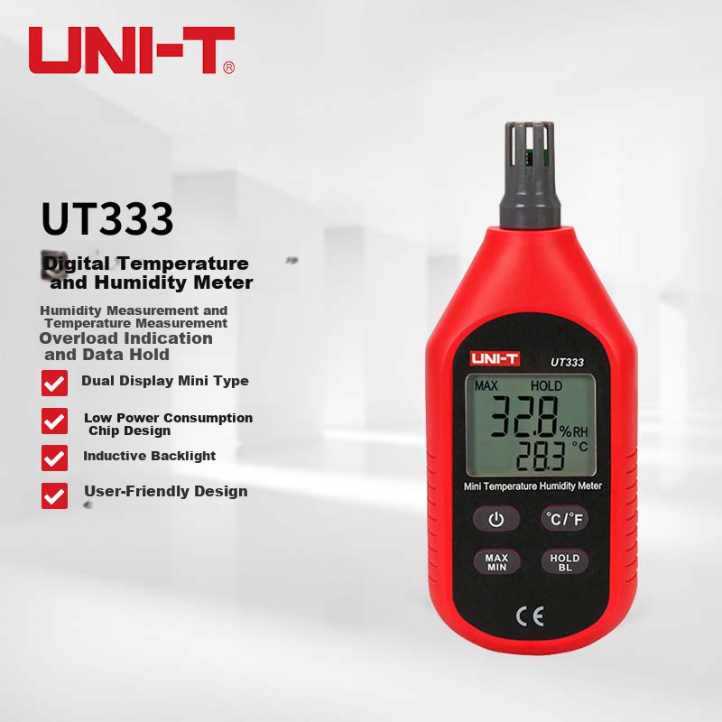 UNI-T UT333 Mini Digital Temperature and Humidity Meter Handheld Large Screen with Backlight Industrial Grade Digital Thermometer