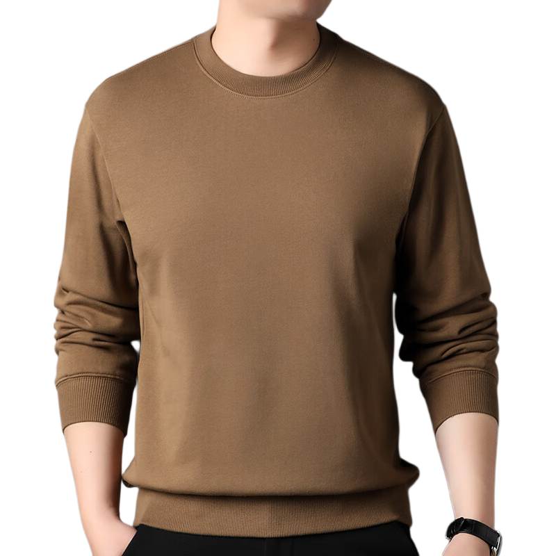 Hengyuanxiang Men's Sweatshirt 100% Cotton Crew Neck T-Shirt 15237320 Coffee Brown 165/88A