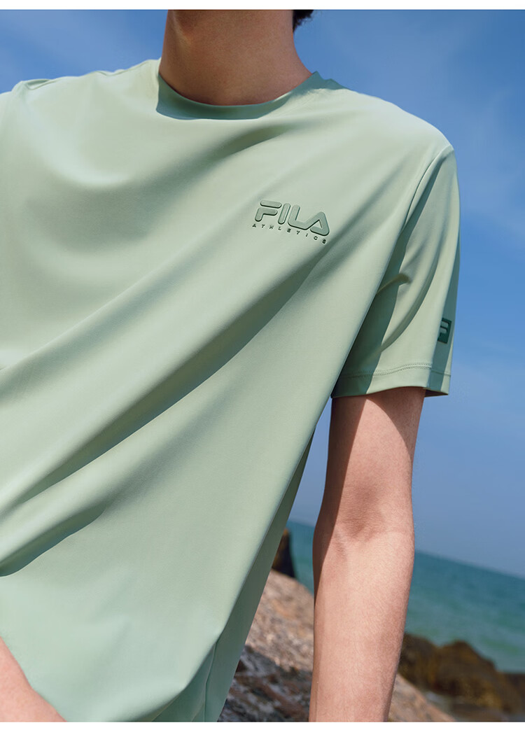 FILA Official Men's Short Sleeve T-Shirt 2026 Summer Cooling Breathable Round Neck Sun Protection Sports Top 15
