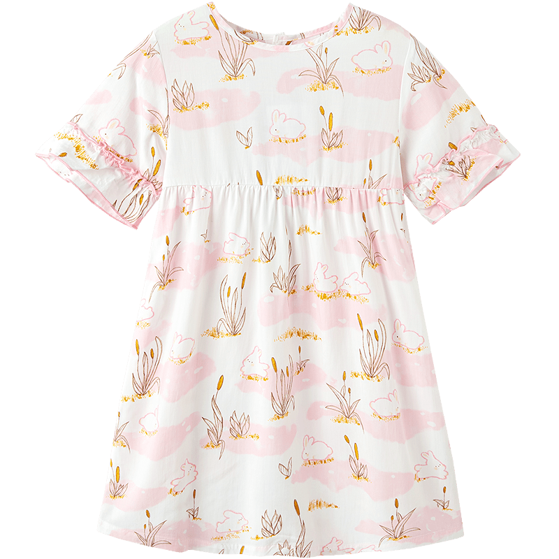 Balabala Baby Dress Summer Girls Nightgown Air Conditioning Clothes Anti-Cold Children's Home Dress Sweet Cute