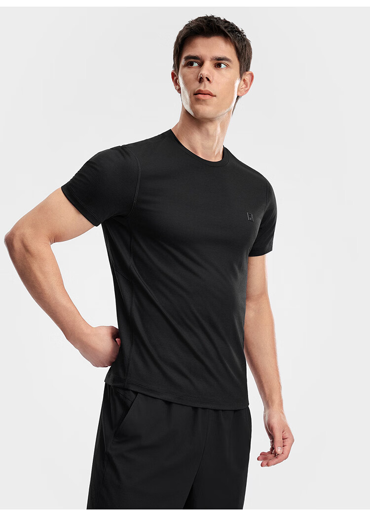 FILA Official Men's Knitted Short Sleeve Shirt 2026 Summer Fitness Sports Basic Crew Neck Merino Wool T-Shirt 20