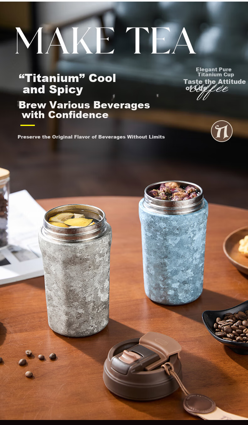 IMOGY Pure Titanium Insulated Mug Women's High-Value Portable Coffee Cup Large Capacity Thermos Straw Cup 5