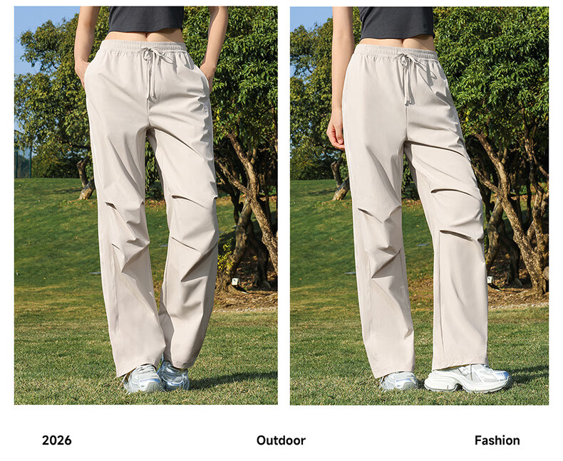 CAMEL Women's Outdoor Hiking Paratrooper Pants Loose Stretch Sports Casual Trousers Y26BA4L0012 Phantom Black L 27