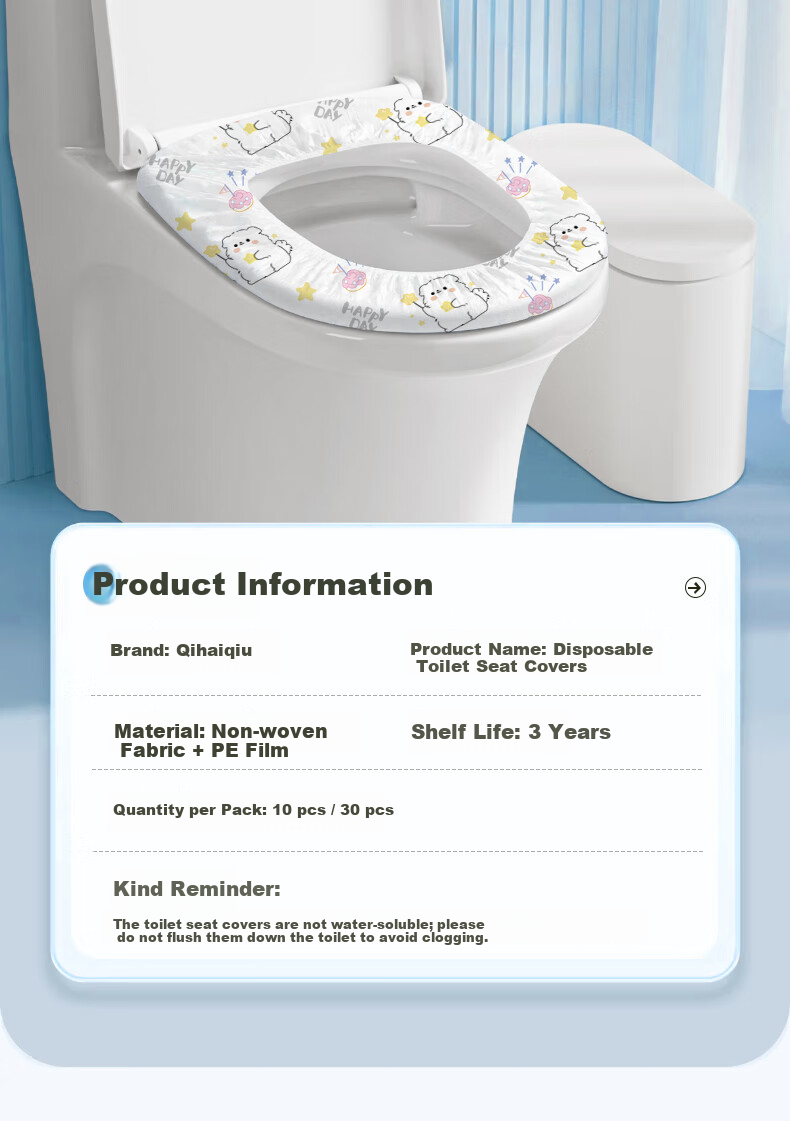 Qihaiqiu Disposable Toilet Seat Covers Maternity Cushion Paper 10pcs Travel Hotel Full Coverage Extra Large Thick Waterproof Star Dog Pattern 10