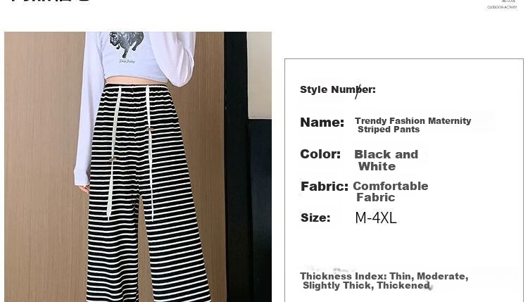 Shiduo Maternity Pants Spring Autumn Wide-Leg Striped Loose Plus Size Leggings Casual Pants Autumn XL 9