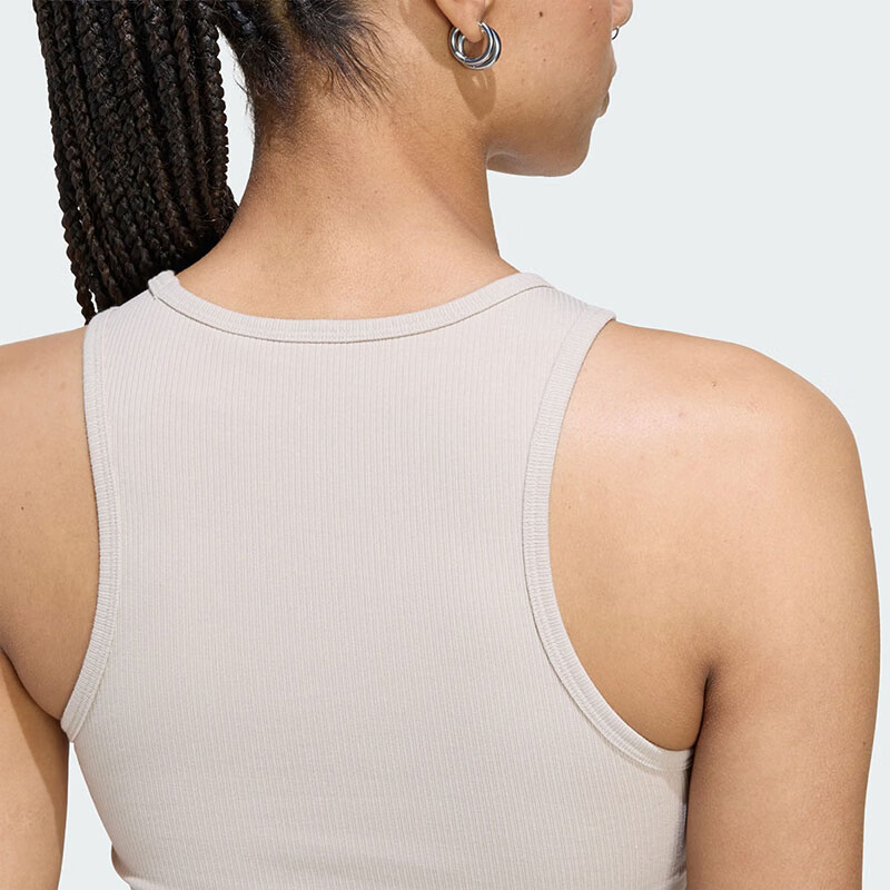 Adidas Originals Women's ESS RIB TANK Fitted Tank Top KD3822 Brown M 6