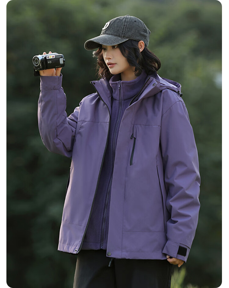 JEEP SPIRIT Unisex 3-in-1 Outdoor Windproof Waterproof Hooded Jacket Navy Blue M 19