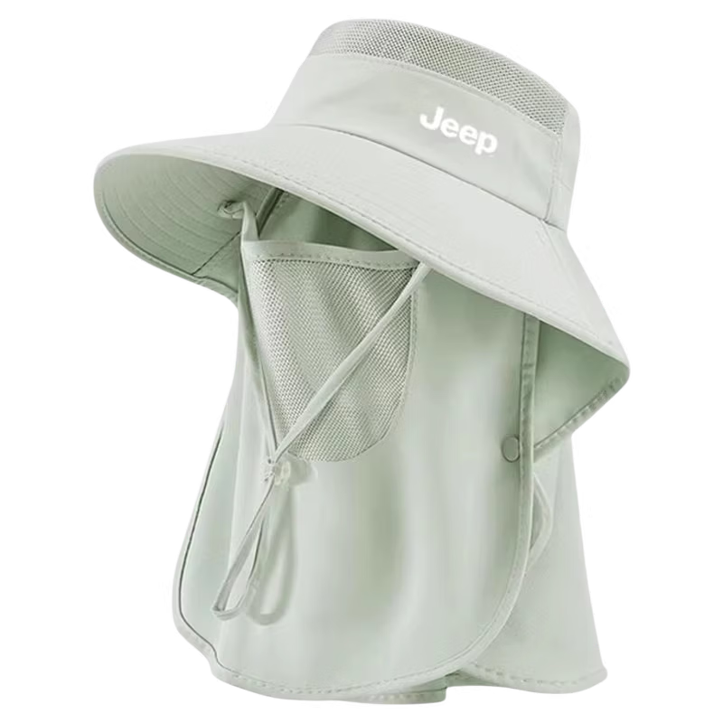 JEEP Women's Summer Neck Protection Sunshade Outdoor UV Protection Wide Brim Sun Hat Fisherman Hat