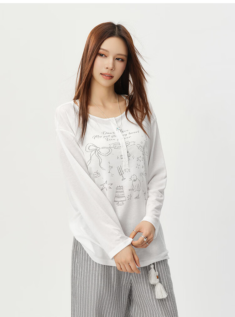 Semir Women's Long Sleeve T-Shirt Summer Mid-Length Oversize Printed Sweet Girl Style Pullover 109326101003 2026 7