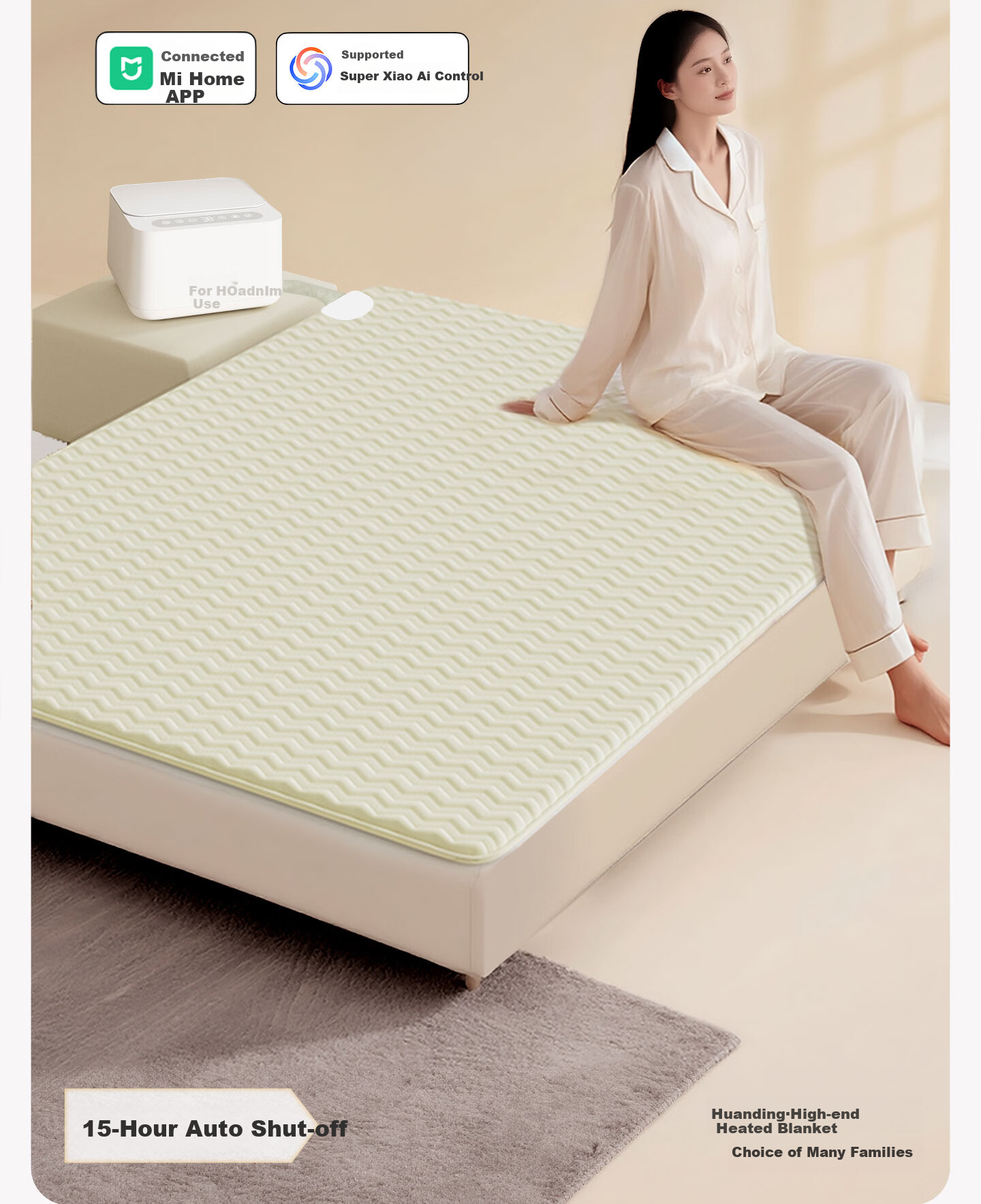 Huanding [Water Shortage Power Off] Water Heating Electric Blanket Water Heating Blanket Water Electric Mattress Compatible with Mijia APP 1.5*1.8m 8