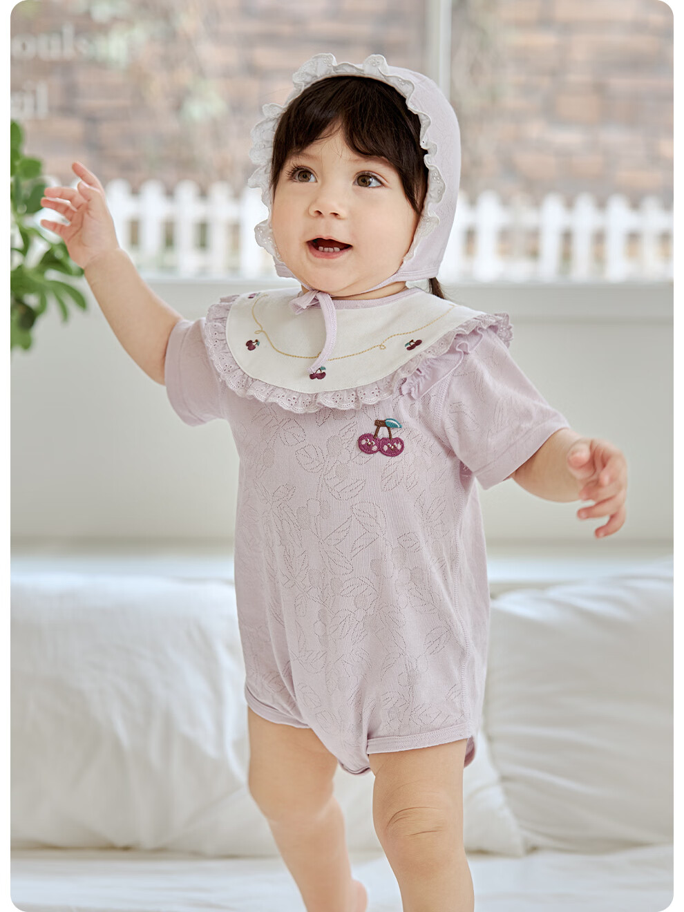 Wismorni Ice Silk Cotton Baby Romper, Bamboo Fiber Infant Bodysuit, Short-Sleeve Summer Thin Clothing 4
