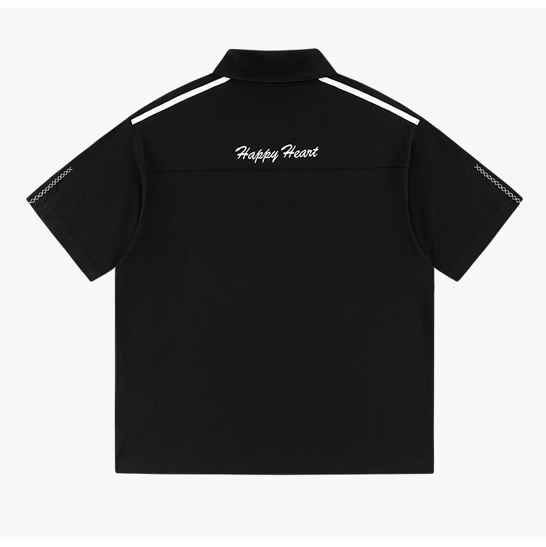 Charles Peach Heart Minimalist Luxury Embroidered Heart Short Sleeve Polo Shirt Unisex Summer Couple Casual Black XS 18