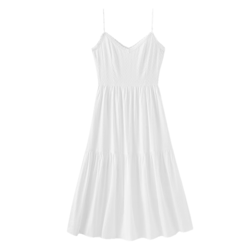 Semir Women's Summer Lace Jacquard Textured Draped Slip Dress 2026 Sexy Gentle Camisole Dress 109326114028