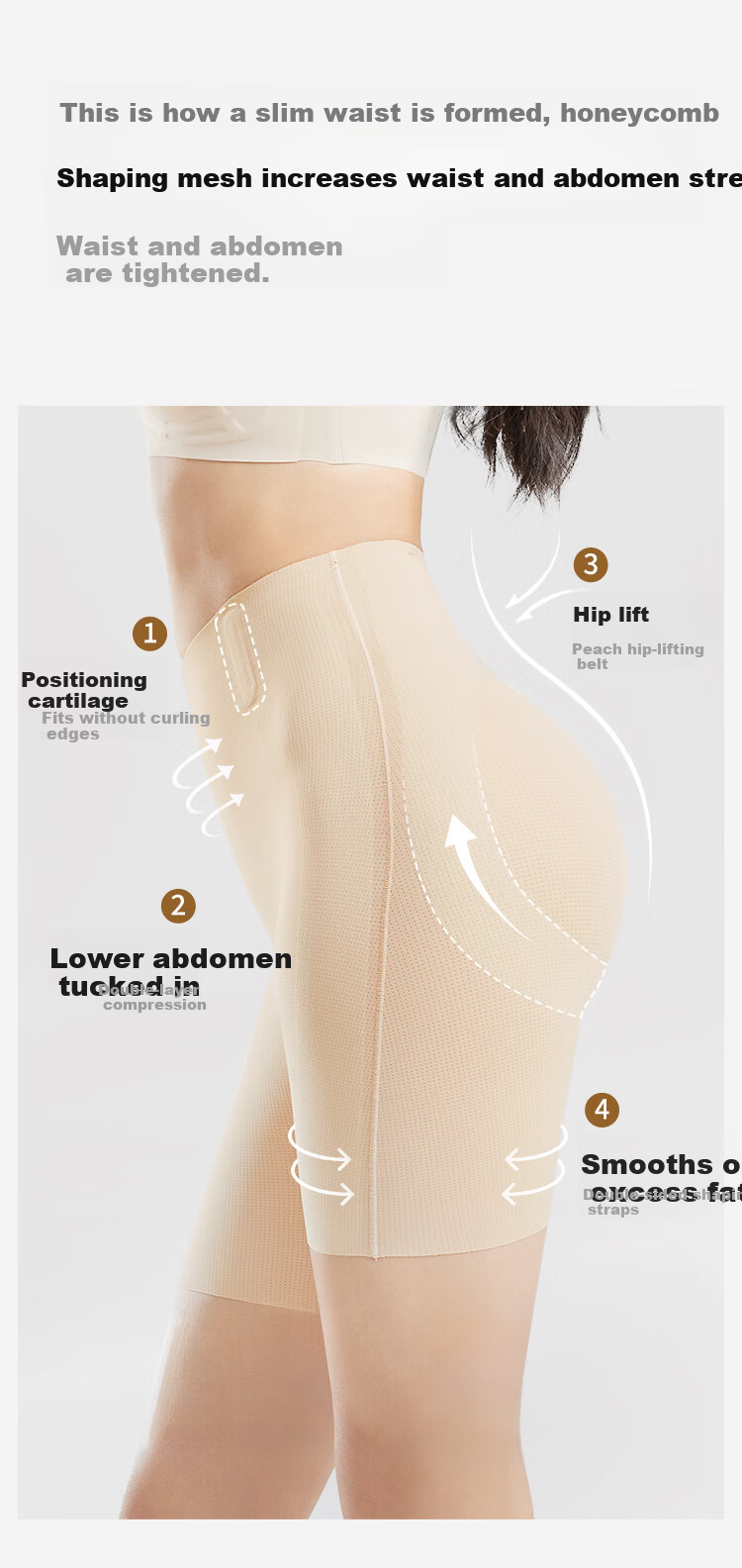 JOAE Abdominal Control and Hip Lifting Shaping Antibacterial Cooling High Waist Strong Tummy Tuck Waist Shaping Safety Shorts L 6