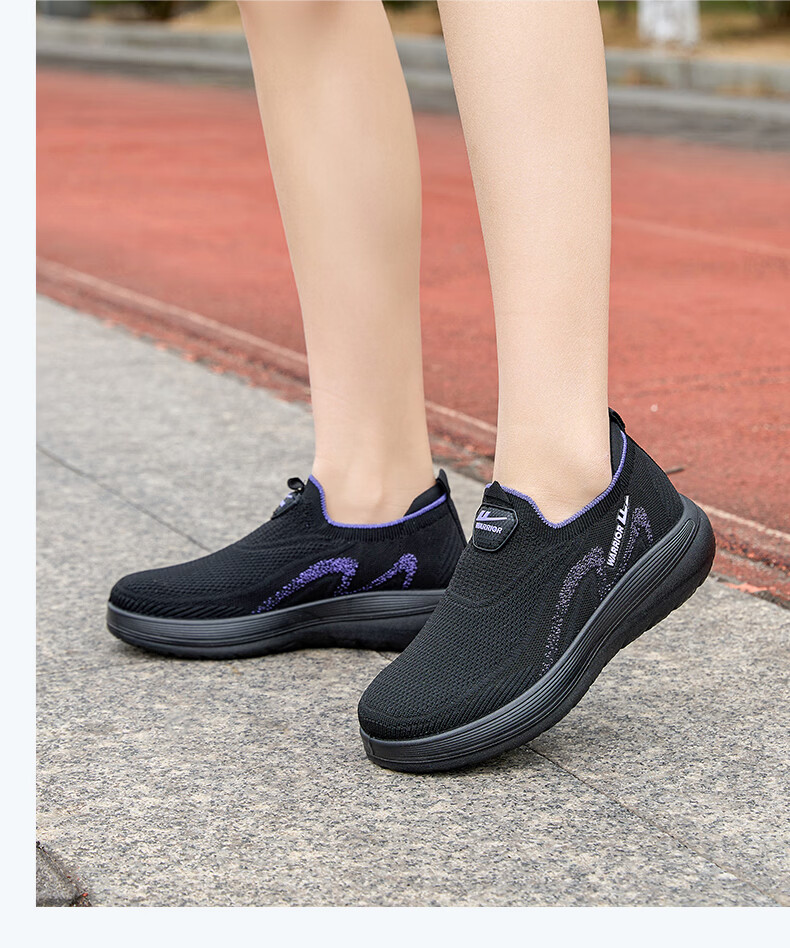 Warrior Elderly Women's Slip-On Breathable Mesh Non-Slip Sports Casual Shoes Black Purple Size 39 Model 2026 16