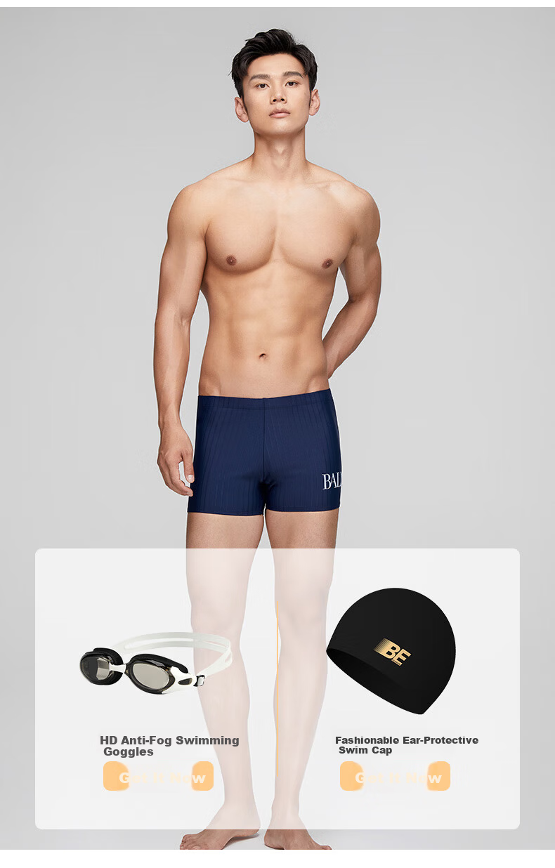 BALNEAIRE Men's Fashion Breathable Quick-Dry Mesh Lined High Elasticity Fitted Boxer Swim Trunks 50265 Cool Black L 5