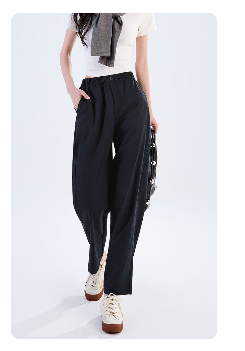 LangSha Straight-Leg Harem Pants for Women, Summer 2026 Thin High-Waist Slimming Nine-Point Straight-Leg Carrot Cigarette Trousers 18