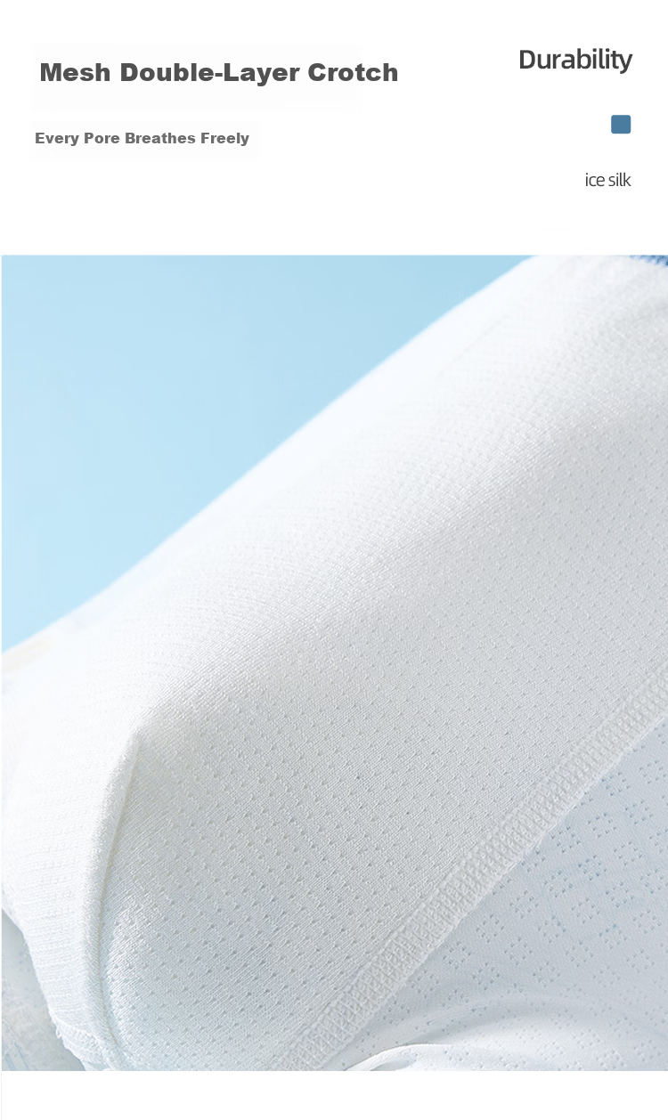 MiiOW Boys' Summer Thin Ice Silk Mesh Boxer Briefs Antibacterial Kids Underwear for Ages 10A 14