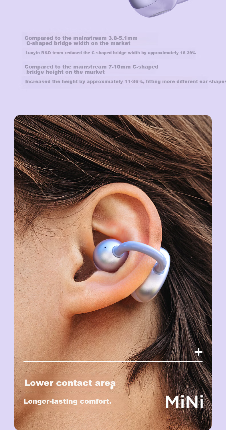 SHEYIN S5 Clip-On Bluetooth Earphones Open Air Conduction Non-In-Ear Sport Earhook Long-Wear Comfortable Compatible with Apple Huawei Phones Champagne Gold 10