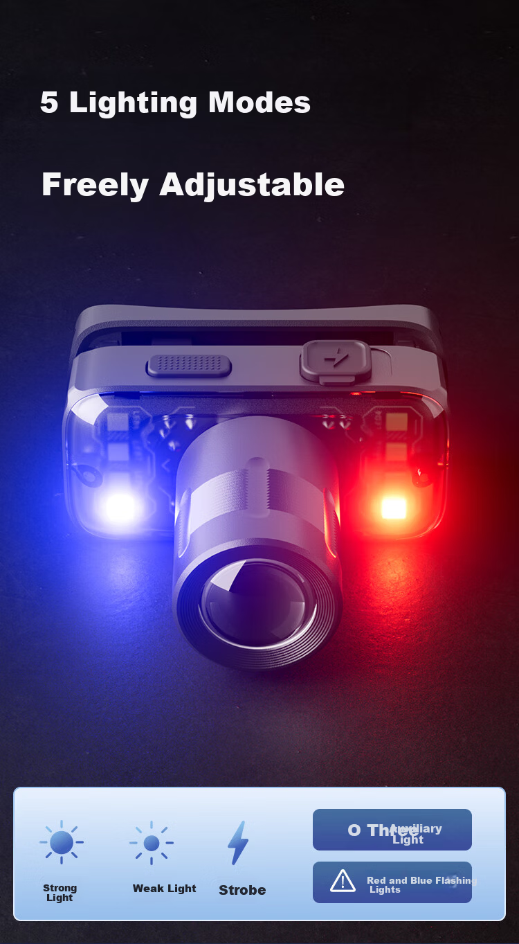 JD Jingzao Telescopic Zoom Headlamp Outdoor Headlight Head-Worn Rechargeable Camping Fishing High Brightness Long Battery Life 7