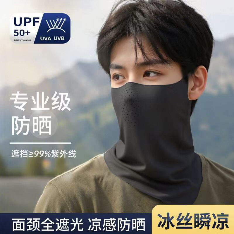 Dusenna Ice Silk Sun Protection Mask for Men, Cycling and Mountaineering, Summer UV Protection, Breathable 3D Full Face Sunshade Mask 1