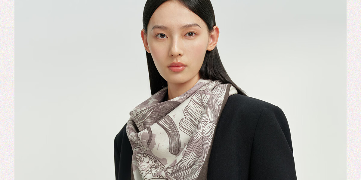 Wanshili Double-Sided Printed Silk Wool Scarf 2025 New Style Birthday New Year Gift for Mom Shawl Outerwear - Suo Qingqiu 38
