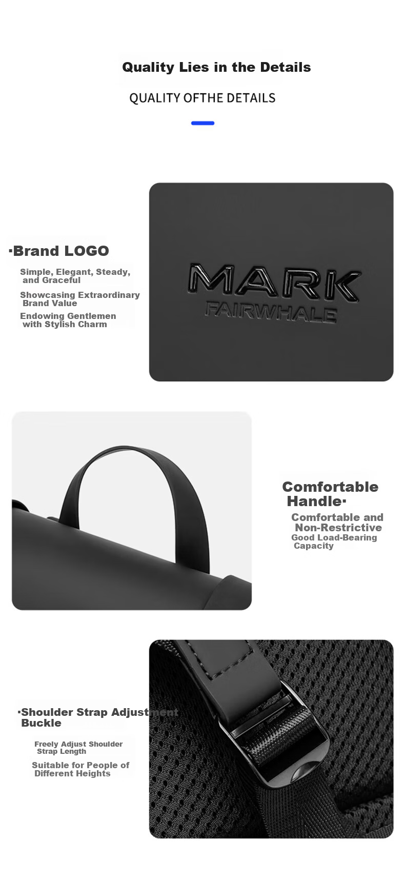 MARK FAIRWHALE Genuine Leather Business Laptop Backpack Large Capacity Fits 15.6-inch Notebook Casual Commuter Travel Backpack 9