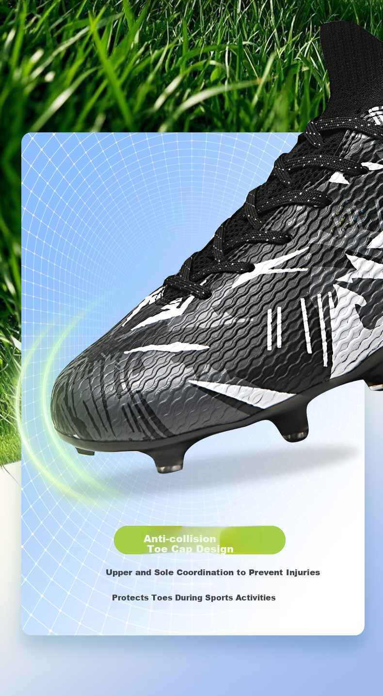DEERWAY Adult AG Stud Soccer Shoes Grass Field Match Training Durable Non-slip White Gray Black AG Studs Size 35 11