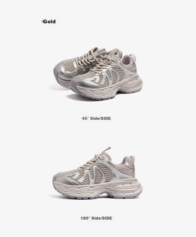 CAMEL Dilireba Edition Silver Moon 2nd Generation Dad Sneakers Women Casual Shoes L25A283148 Beige/Gold/Pink Size 40 30
