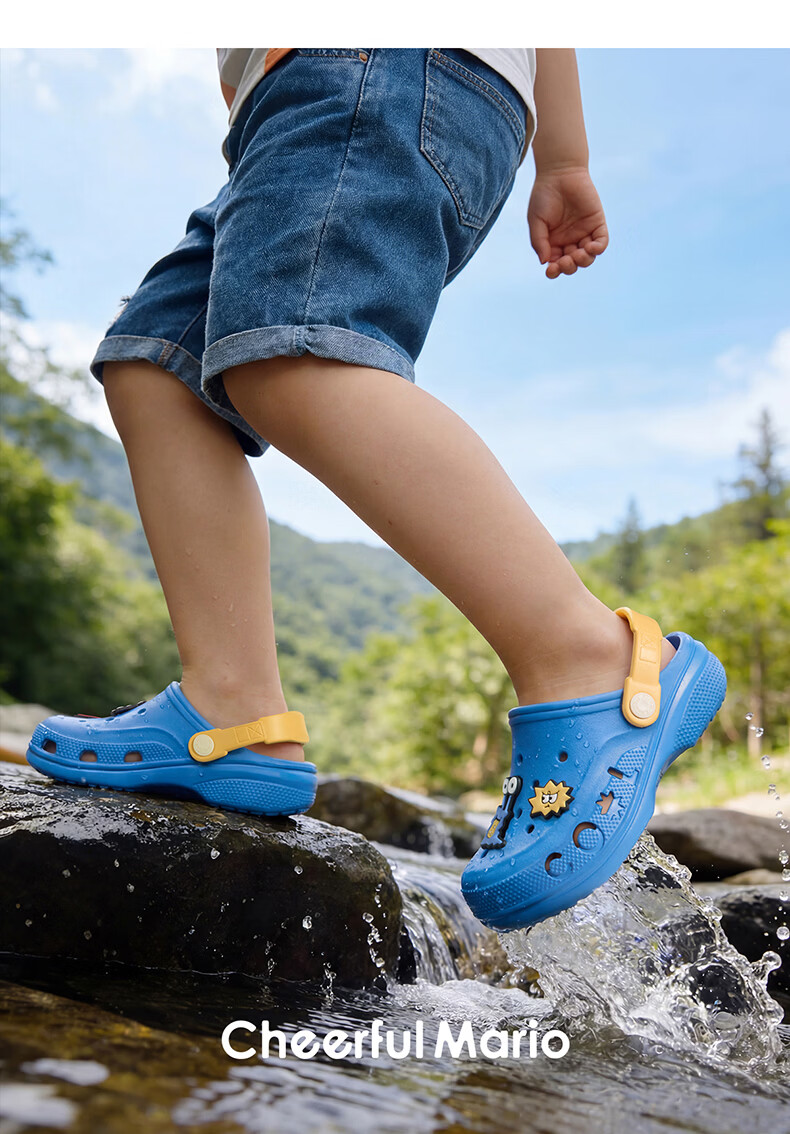 Cheerful Mario 2026 New Summer Kids Breathable Soft Sole Clog Boys Home Soft Sole Bathing Beach Sandals 33