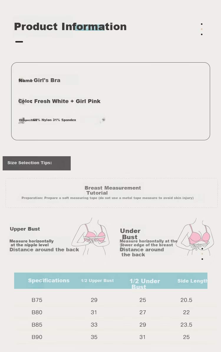 Hodohome Girls' Bra Stage 2 Development Ice Silk Seamless Solid Color Extended Length Vest Style Underwear 010 B80 10