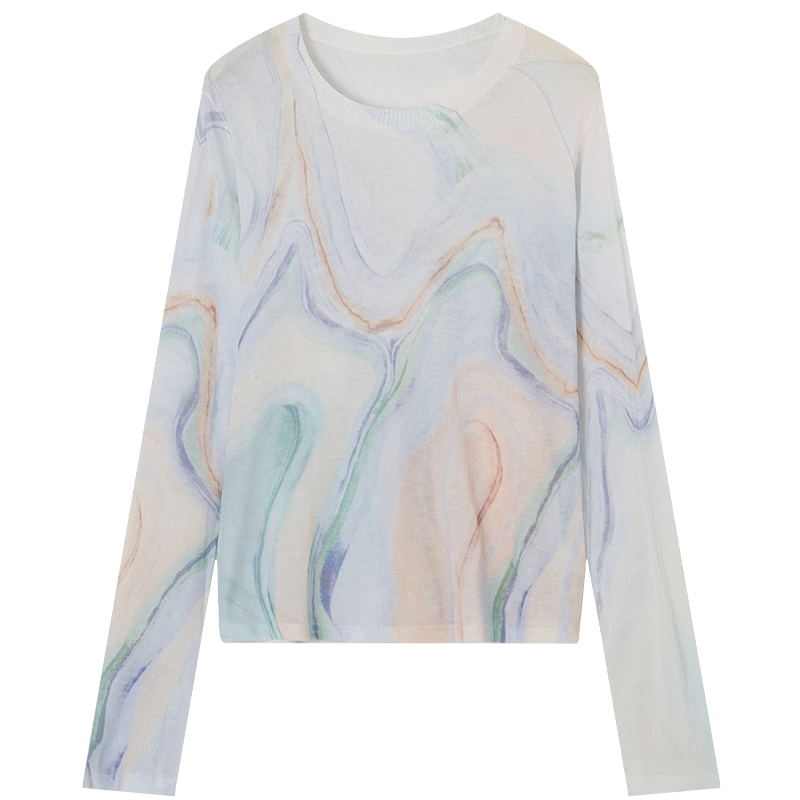 Demana Artistic Narrative Spring National Style New Chinese Positioning Printed Slim Knit Sweater for Petite Women