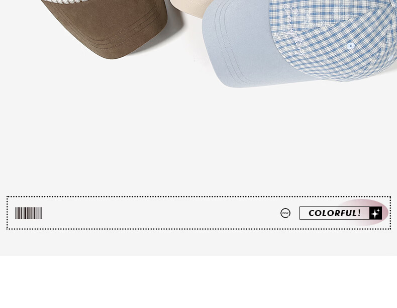CACUSS Women's Duckbill Cap Spring Summer New Pure Cotton Soft Top Baseball Cap Small Face Plaid Sun Hat Light Blue 9