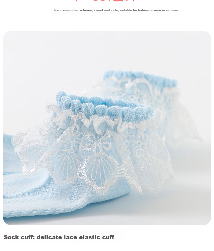 LangSha Children's Socks Girls Summer Thin Lace Edge Dance Socks Cute Versatile Princess Socks White 1 Pink 1 Yellow 1 Blue 1 Purple 1 Foot Length 18-20cm Age 5-7 Size 26-31 15