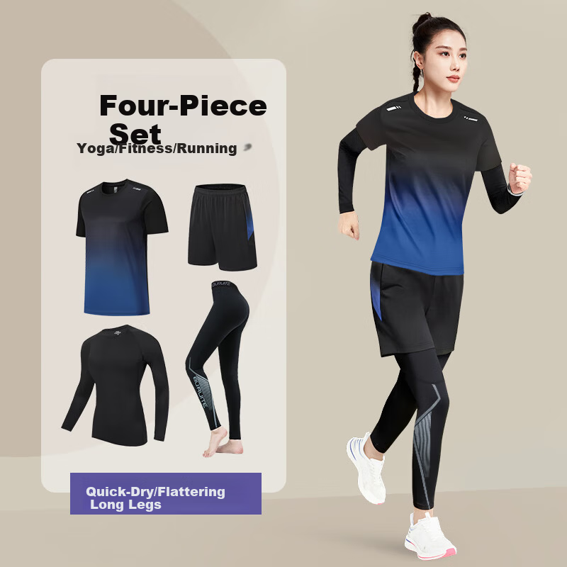 BURUITE Women's Sports Set Yoga Running Badminton Cycling Fitness Tight Training Slim Quick-Dry Apparel