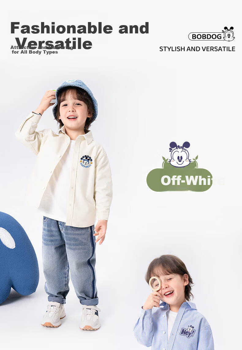 BOBDOG Boys' Cotton Long Sleeve Shirt Baby Shirt Spring Children's Top Light Jacket Blue Stripes 140 8