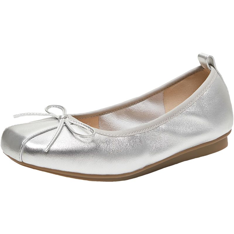 TATA Women's Shoes 2026 Spring New Shallow Mouth Single Shoes Fashionable Versatile Silver 37